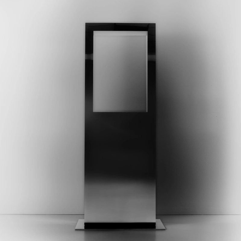 Mirrorless (WDD, 2024) - freestanding stainless steel mirror, view 01